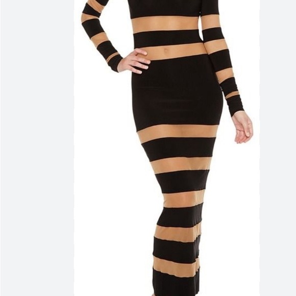 Norma kamali size xxs stripped maxi dress black and white - Picture 5 of 5